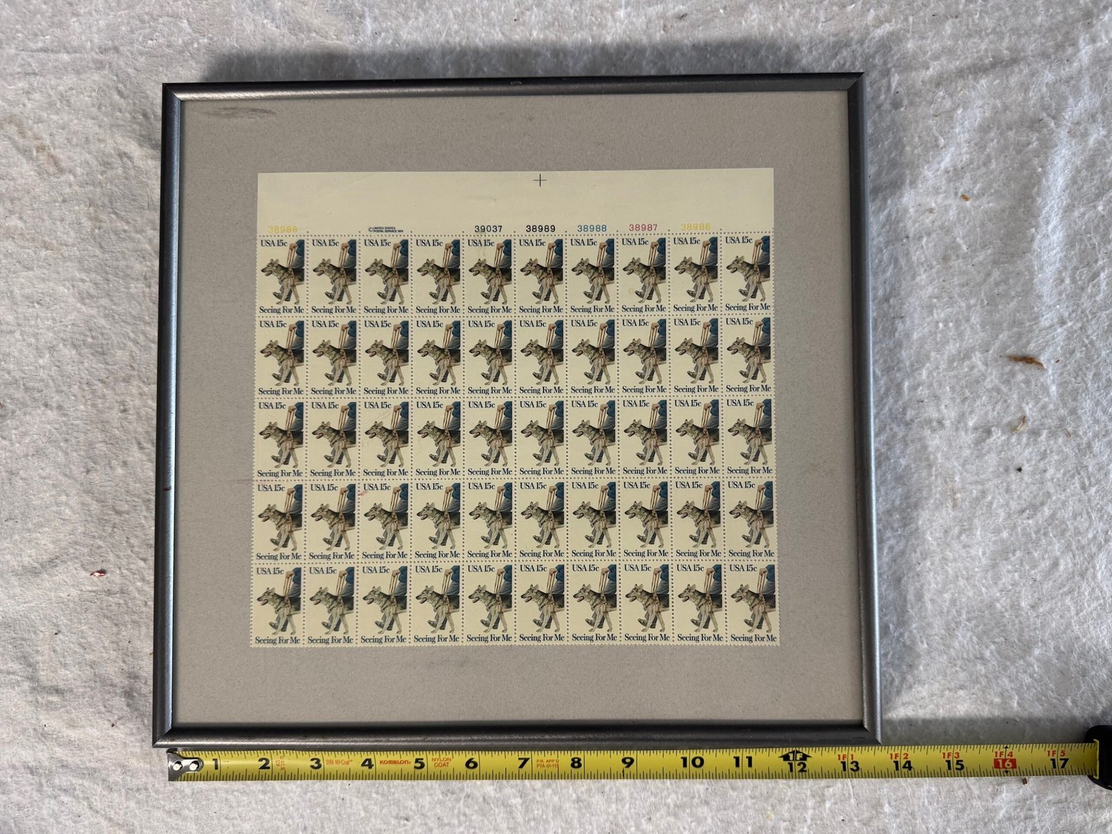 Framed Collectible Stamp Sheet – “Seeing For Me” (seeing eye dogs) 15 cent Stamp