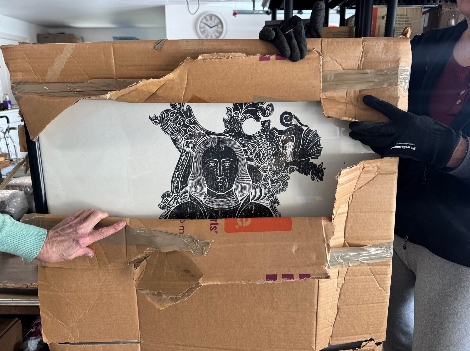 Large Framed Charcoal Rubbing