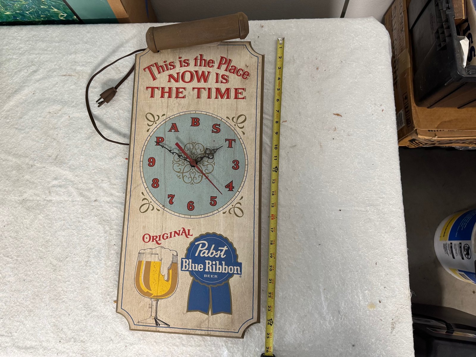 Vintage PBR Clock with Light Wood Wall Hanging