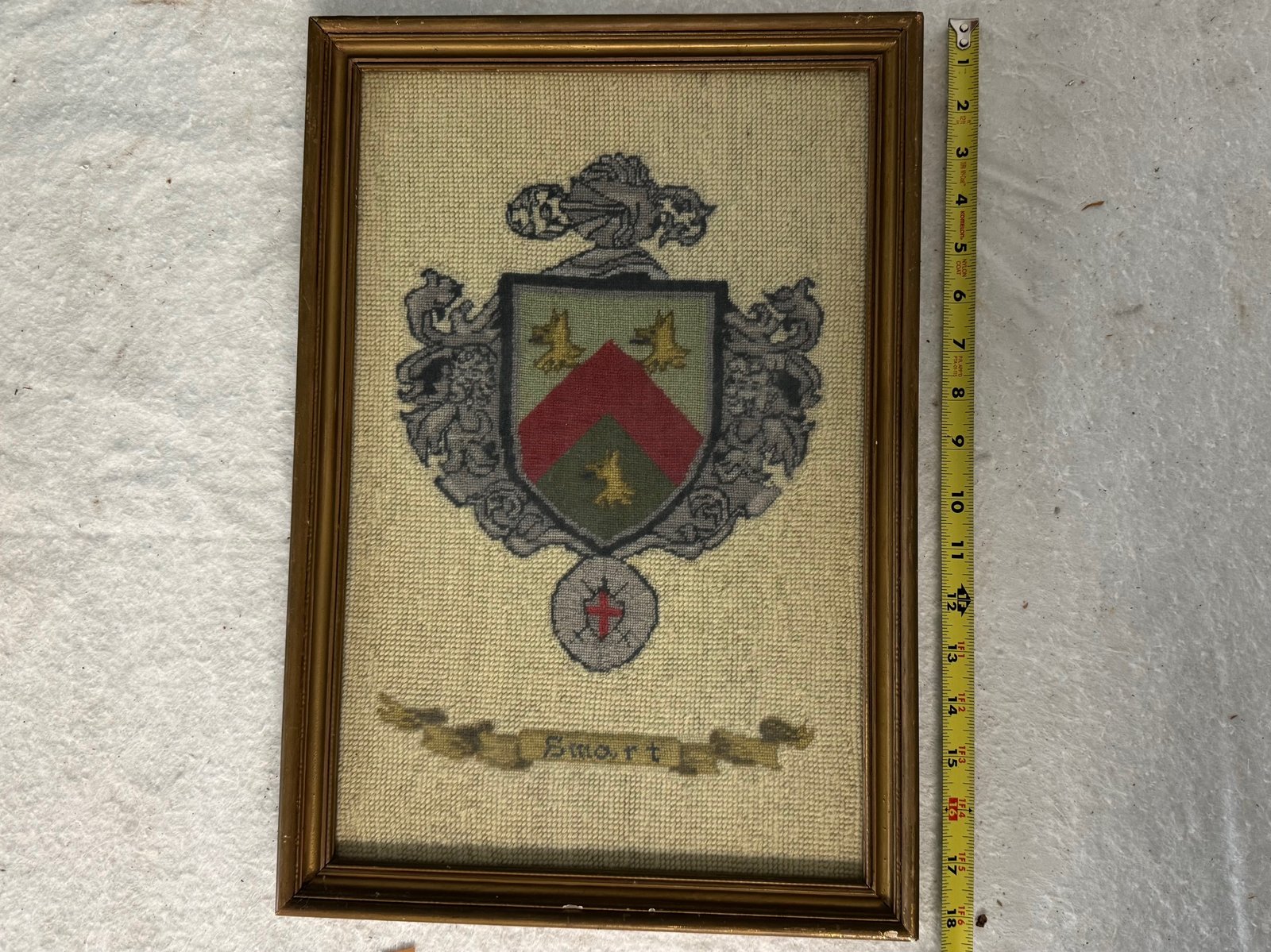 Framed Cross Stitch of Smart Family Crest