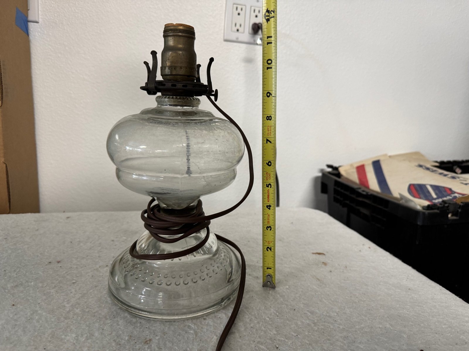 Vintage Glass Plug In Lamp