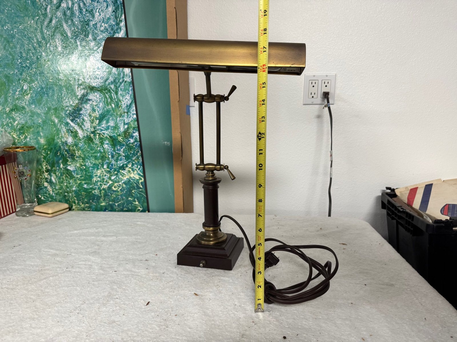 Vintage Metal Desk Lamp with Wood Base