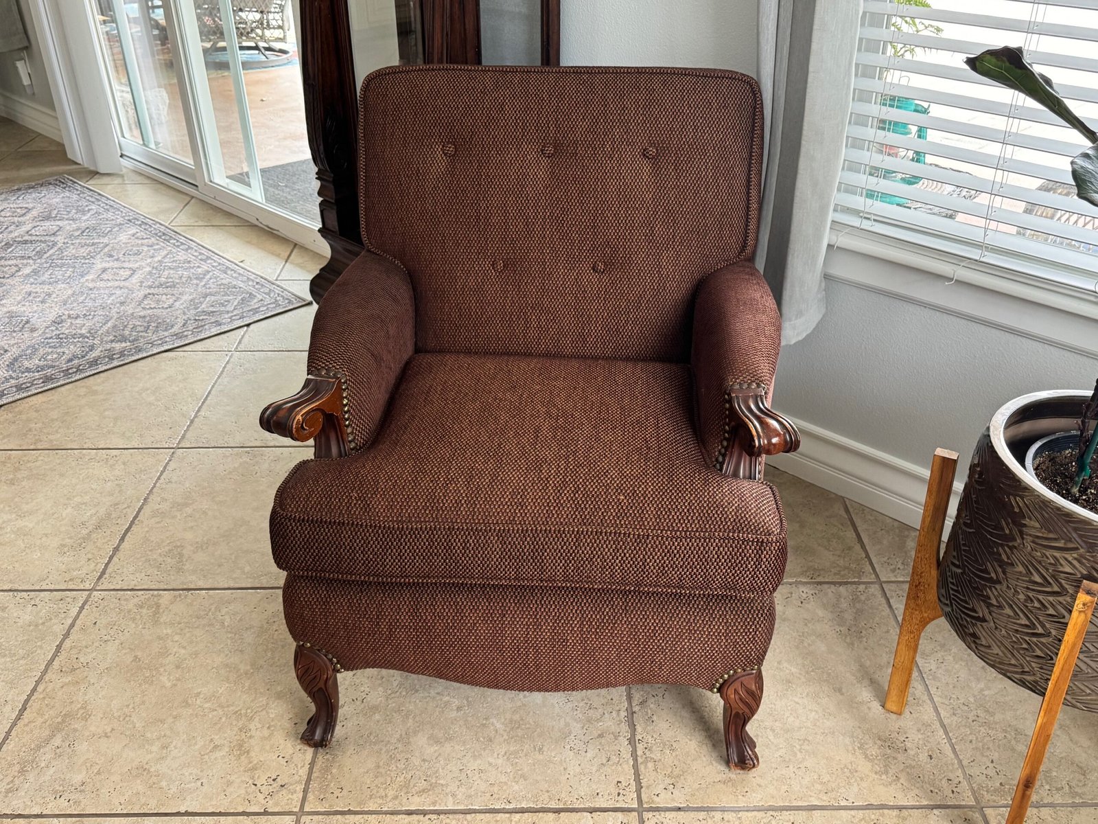 Vintage Brown Arm Chair (see dimensions below)