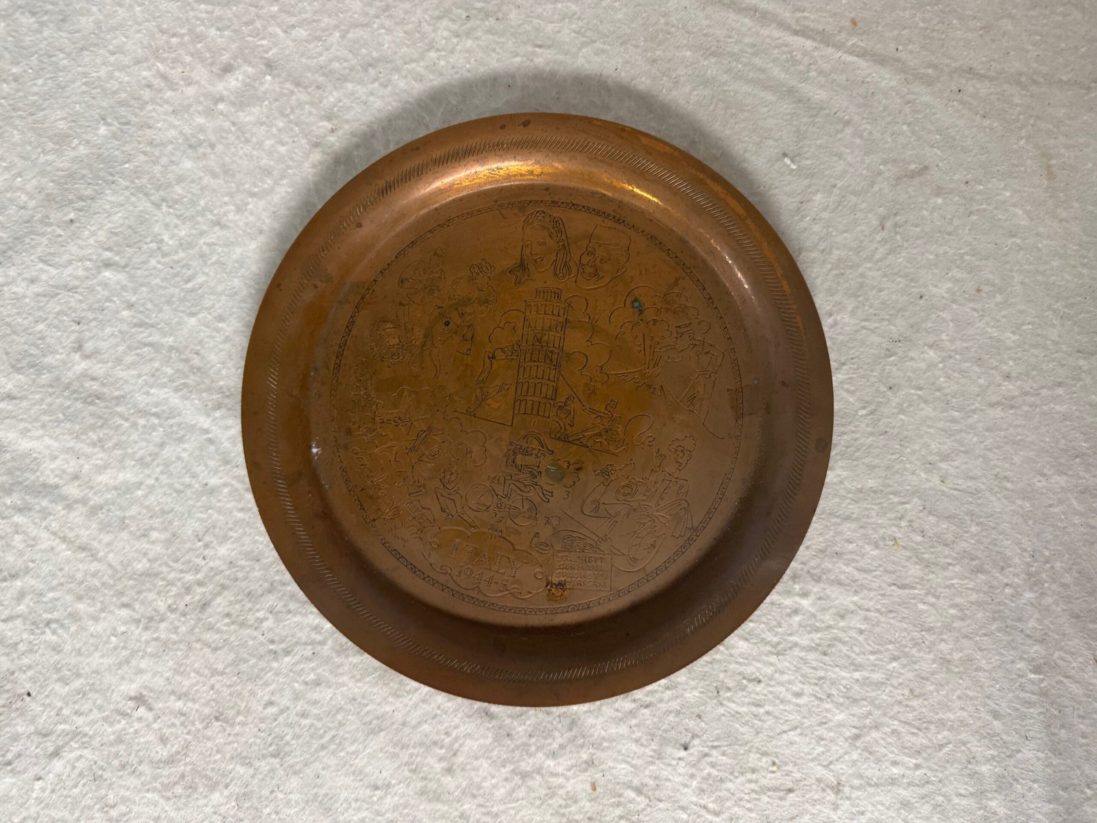 Copper Decorative Italy Plate – engraved with Italian Stuff