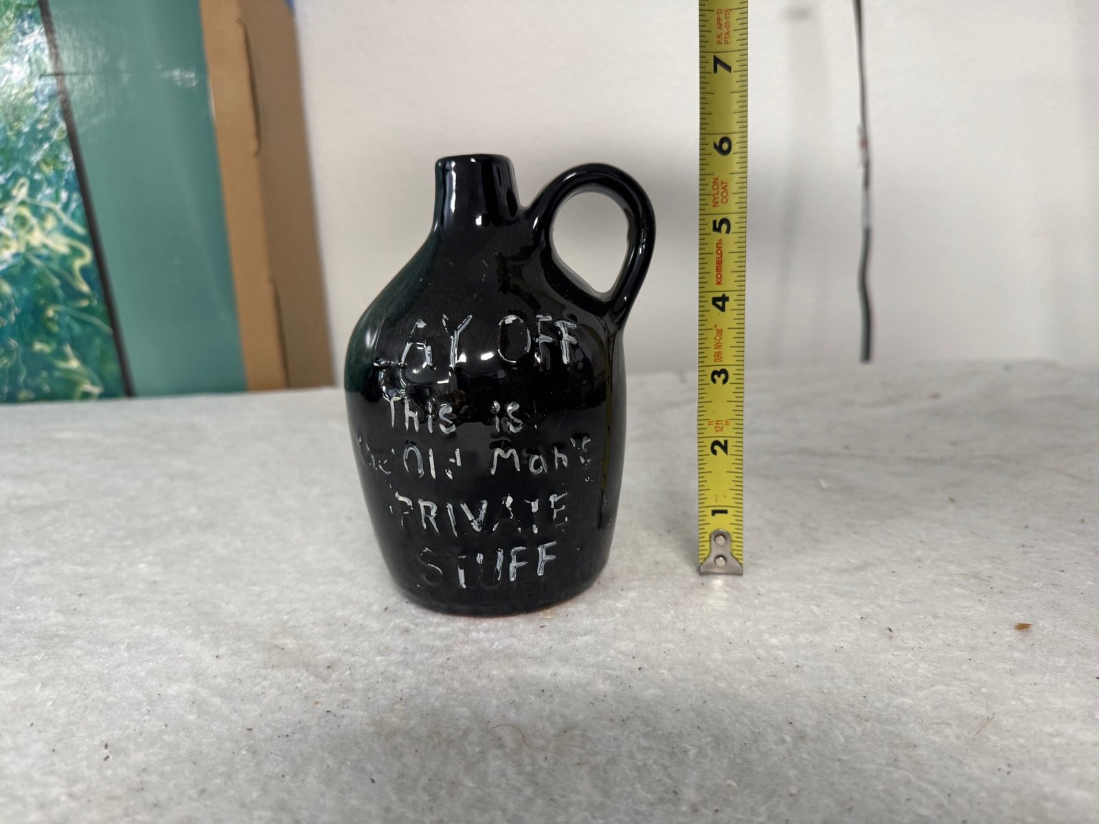 Black Ceramic Mini Jug with “Lay Off This Old Man’s Private Stuff” on front