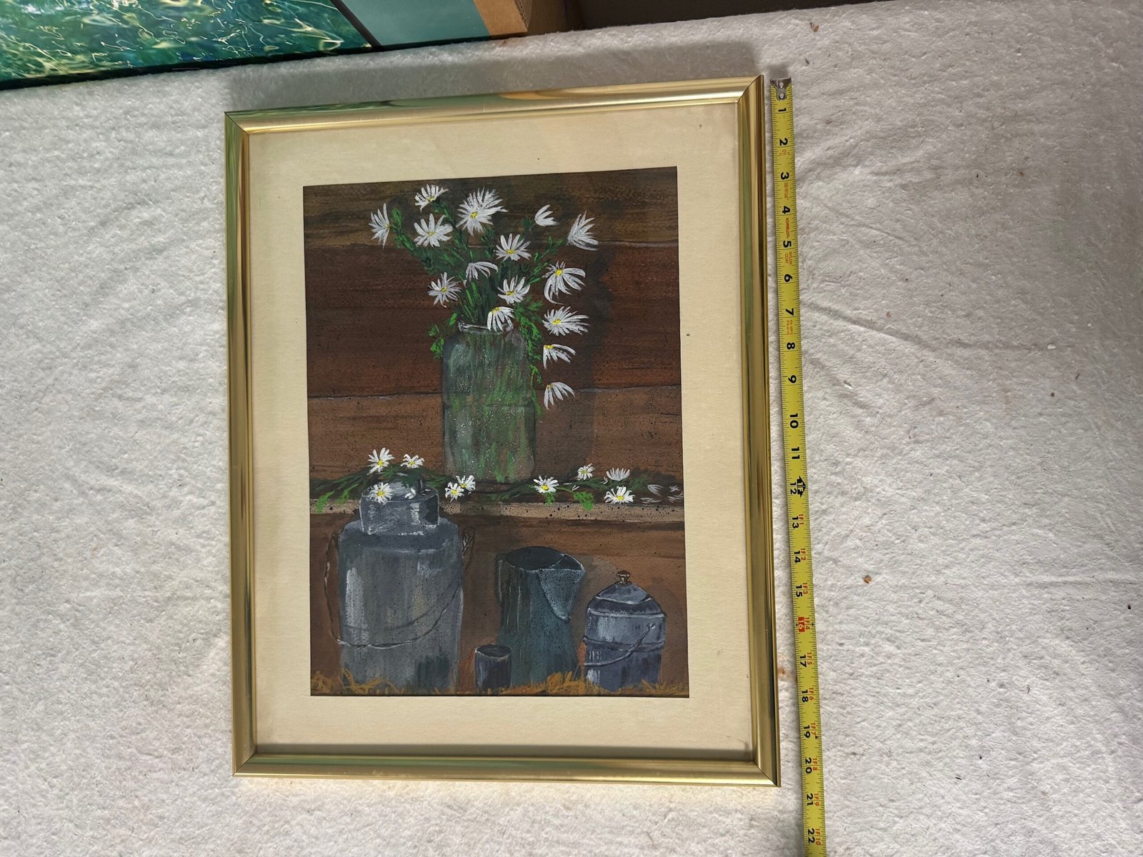 Framed Japanese Wood Block Printing of Daisies – additional info/paperwork included on back